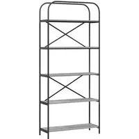 vidaXL Regal Grau Sonoma 80 x 30 x 183 cm - Modernes freistehendes Bücherregal aus hochwertigem Holzwerkstoff, ideal für Zuhause oder Büro. Mit 5 Regalen und stabilem Stahlgestell bietet es reichlich Stauraum für Bücher und Deko.