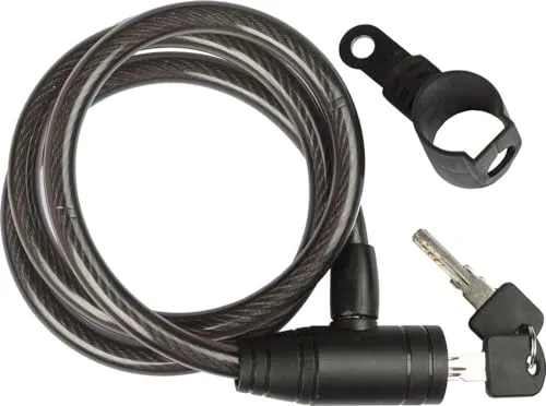 On Bike Diebstahlsicheres Spiralkabel für Fahrräder, 1,2 x 100 cm, Schloss aus Zinklegierung