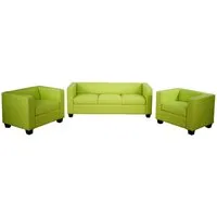 3-1-1 Couchgarnitur Lille Kunstleder ~ hellgrün - Sofas - Stilvolle 3er Couch mit 2 Sesseln, hochwertiges Kunstleder, ideal für modernes Wohnen und ausgezeichnet für soziale Verantwortung.