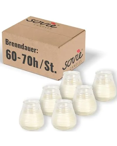 Sovie CANDLES Glaswindlicht Flairlight Klar 6 Stück - Windlicht Glas - Kerzen Deko Innen & Außen - Schlichtes Design - 60-70 Std. Brenndauer