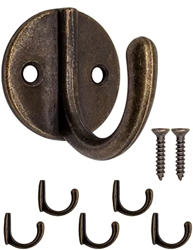 Fuxxer 5x Garderoben-Haken, Kleider-Haken, Wand-Haken, Klassisches Design, Bronze