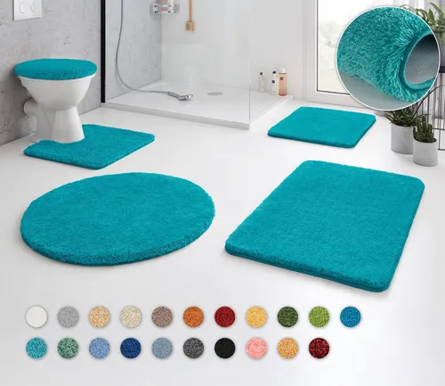 Kleine Wolke Badematte RELAX, rund 100 cm - Badteppich, rutschhemmend und fußbodenheizungsgeeignet für sicheren Komfort im Badezimmer.