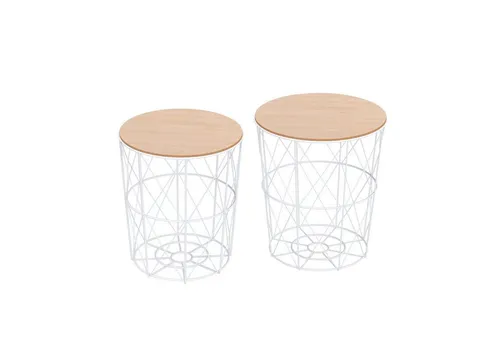 Homcom Beistelltisch-Set – Weiß, Kunststoff, 40x45 cm in beige von HOMCOM