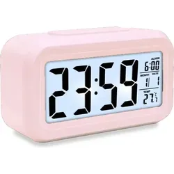 LED Wecker Digital Beleuchtet mit Schlummerfunktion (Pink)