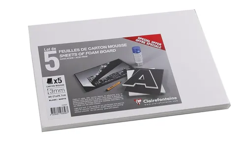 Clairefontaine Foam Board 210 x 297 mm (A4) 3 mm weiß 5 Platten in Folie