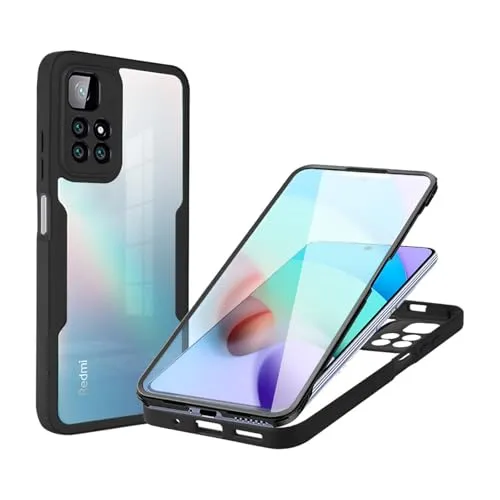 betterfon 360 Grad Hülle Kompatibel mit Xiaomi Redmi 10 | Handyhülle mit eingebautem Displayschutz für Redmi 10 | Schwarz