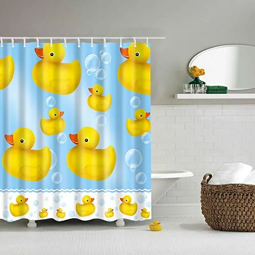 Boyouth Bunter Duschvorhang, Polyester, wasserdicht, mit Haken Modern 180 x 180 cm Ente