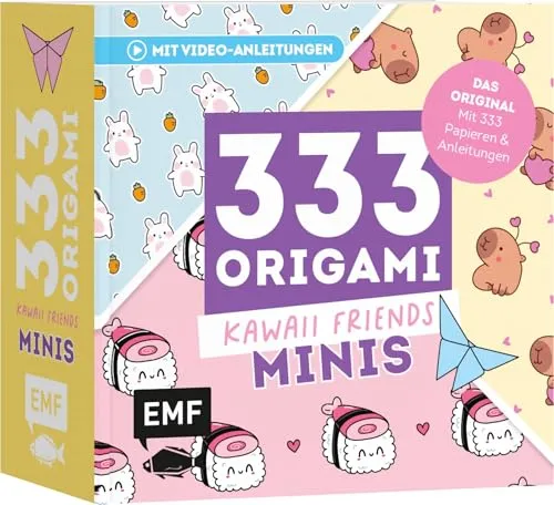 Origami Minis – Kawaii-Friends: Dein dekorativer Wendeblock zum kreativen Falten & Notieren (Papier: 70 g/m², 9x9 cm) 333