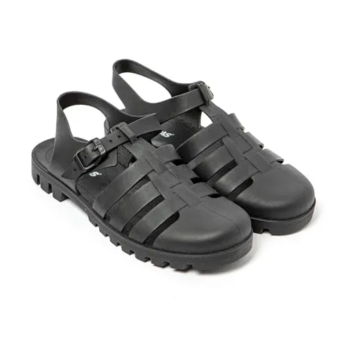 BRASILERAS Damen Zehensandalen mit Rutschfester Sohle bequem Schuhe Strand/Schwimmbad/Stadt schwarz 37 EU