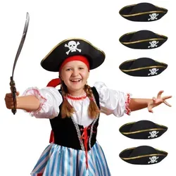 Relaxdays Piratenhut Kinder im 6er Set Weiß,Gold,Schwarz
