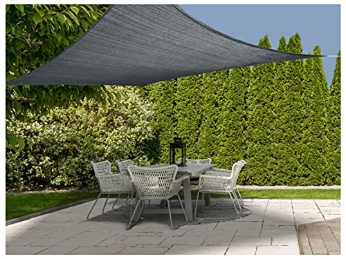 Sonnensegel 3 x 3 m mit UV 50+ Schutz - Viereck/anthrazit - Sonnenschutz Segel inklusive Befestigungsseilen - Sichtschutz Schattentuch Sonnendach weeterbeständig für Garten Balkon und Terrasse