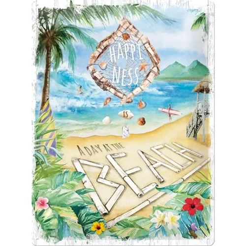 Nostalgic-Art Retro Küche Blechschild - Happiness 30x40cm - Vintage Metallschild für die Küche, mit 3D-Effekt und gewölbtem Design, ideal für nostalgische Akzente in jedem Raum.