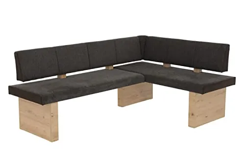 HELA Eckbank LINN, Beidseitig montierbar, Braun - Eckbank für 4 Personen, beidseitig montierbar mit gepolsterter Rückenlehne und Sitzfläche. Ideal für gemütliche Essbereiche.