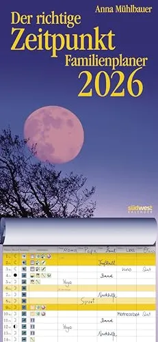 Der richtige Zeitpunkt Familienplaner 2026 - Monats-Wandkalender - Freizeit, Haus & Garten. Praktischer Wandkalender mit Spiralbindung für die ganze Familie, ideal zur Organisation von Terminen und Aktivitäten.