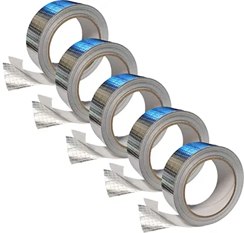 varivendo Aluminium Dampfsperrklebeband 5er Set - 43 mm x 20 m - Robustes, selbstklebendes Aluminiumklebeband für vielseitige Anwendungen. Ideal zum Ummanteln von Rohren und Frischluftkanälen. 5 Rollen für langfristige Nutzung.