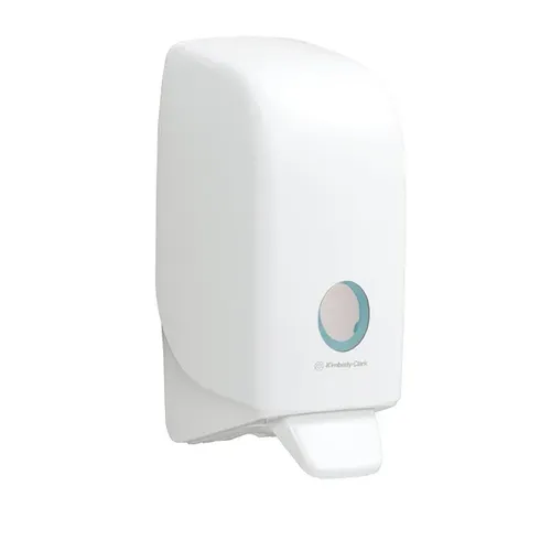 KIMBERLY-CLARK 6948 Aquarius Spender für Waschlotion/Schaumseife, Weiß - Kommerzielle Seifen- & Lotionspender, elegantes Design in Weiß und 1 Liter Fassungsvermögen für effiziente Nutzung in öffentlichen Einrichtungen.