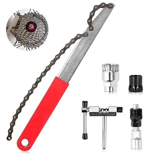 mizikuu Fahrrad Kettenpeitsche, 5 in 1 Zahnkranzabzieher Kassettenabzieher Ritzelabnehmer Cassette Lockring Tool Schraubkranz Abzieher Kit Kassetten Entfernungs Werkzeug für 6, 7, 8, 9, 10,11