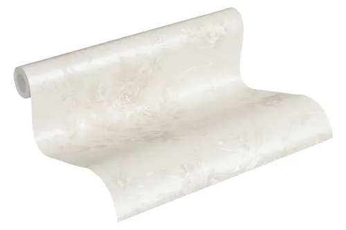 Tapete Vlies Romantico Barock Floral creme Glitzer in silber von A.S. Création