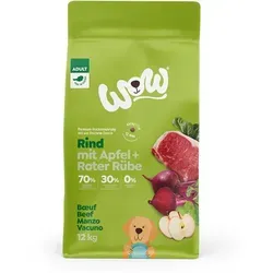 WOW Trockenfutter Adult Rind 12kg - Hundefutter für alle Hunderassen, reichhaltige Premium-Qualität mit hoher Akzeptanz und Verträglichkeit.