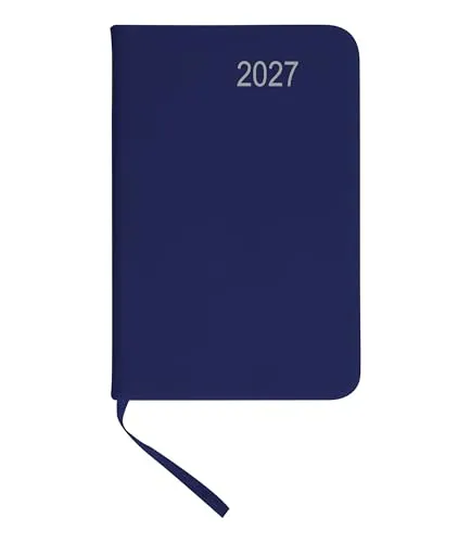 Taschenkalender 2027 / ca DIN A7 / mit PU Einband/Farbe: blau