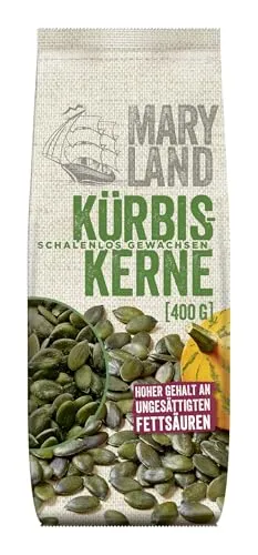 Maryland Kürbiskerne 400g Vorratspackung – Kürbiskerne naturbelassen, vegan, frei von künstlichen Aromen, ohne Zusatzstoffe – Im Großbeutel genießen (1 x 400g)