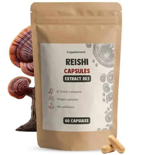 Cupplement Reishi Extrakt Kapseln 60 Stück 20:1 Extrakt Bio 400 MG Bio - Kein Pulver - Supplement - Superfood - Pilz - Mushroom - Nahrungsergänzung - Pilze - Höchste Qualität - Organic