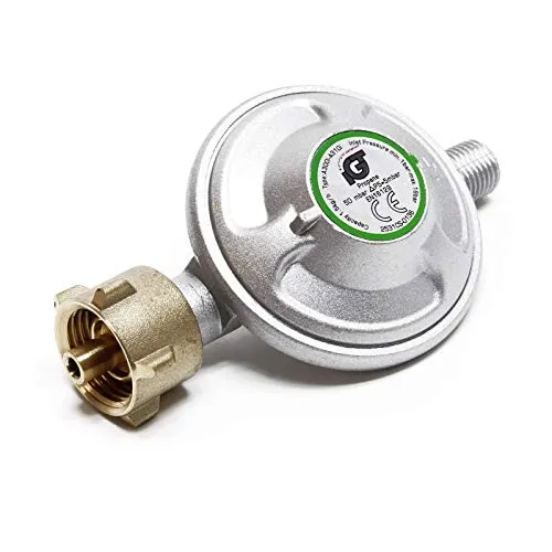 Wiltec Druckminderer auf 50mbar, reguliert 1,5kg/h, für Gaszylinder mit 21,8x1,14L Gasdruckregler Druckregler Gasregler Gasdruckminderer