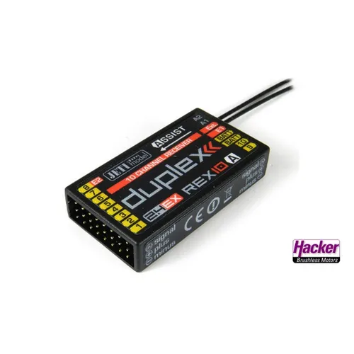 Jeti REX 10 (Assist) - 10-Kanal Empfänger 2,4GHz, mit integriertem Stabilisationssystem für einfaches Fliegen in schwierigen Bedingungen