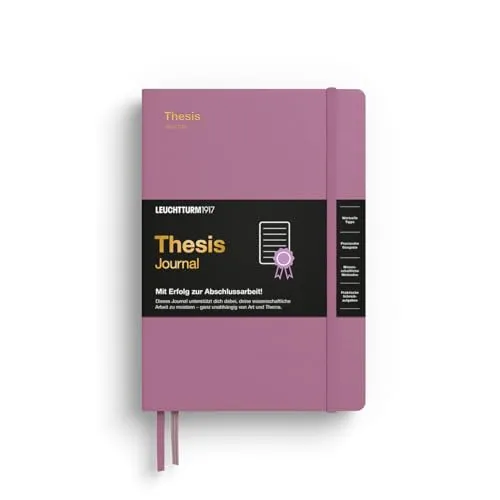 LEUCHTTURM1917 Thesis Journal Medium (A5) Dusty Rose - Praktisches Hardcover-Notizbuch für wissenschaftliche Arbeiten. Es unterstützt Sie bei der Strukturierung, Themenfindung und Literaturrecherche für eine effiziente und stressfreie Schreibzeit.