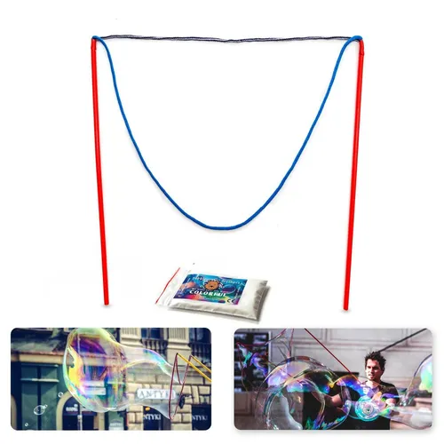 Seifenblasen-Stab für Riesenseifenblasen mit Pulver für 5 Liter Flüssigkeit ROT