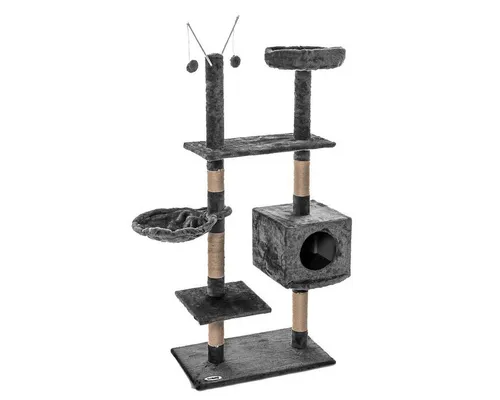 Kratzbaum für Katzen 150cm Grau – Stabiler Kletterbaum - Kratzbaum & Möbel, Höhe: 150 cm, stabile Bodenplatte, stilvolles Design mit 3 Liegeflächen und 1 Höhle für perfekten Spiel- und Ruheplatz.