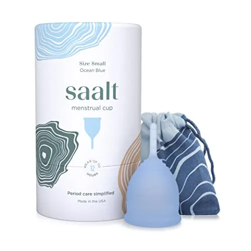 Saalt Menstruationstasse – Premium-Design – Bequemste Menstruationstasse – Aktivtasse Nr. 1 – 12 Stunden Tragezeit – Weiches, flexibles, wiederverwendbares medizinisches Silikon