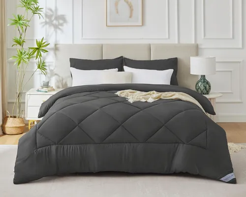 Bettdecke 200x200 cm Winterdecke Warm, Steppdecke Winter XL 450 GSM Mikrofase...