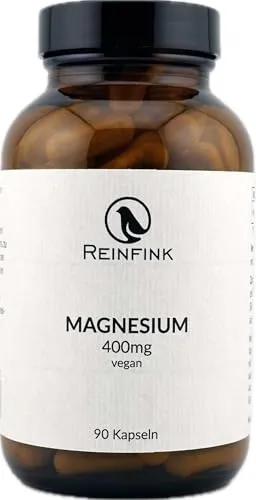 Magnesium vegan - 670mg je Kapsel davon 400mg elementares Magnesium - 90 Kapseln im Glas Reinfink® (1x 90 Kapseln)