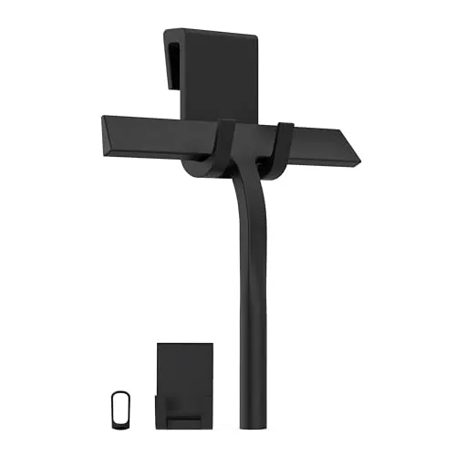 virea Duschabzieher Silikon Schwarz 23 cm Wischbreite - Scheibenabzieher mit Halterung - Duschkabinenabzieher entfernt rückstandslos Flüssigkeiten - Fensterabzieher mit Edelstahlkern