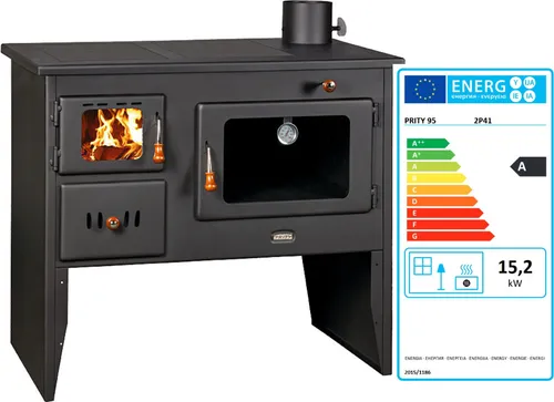 Prity 2P41 Küchenofen Holzherd mit XL-Backofen - Küchenofen mit 15 kW Nennleistung und großem Backofen, ideal für effizientes Kochen und Backen. Robuste Ausführung und hervorragende Verarbeitung.