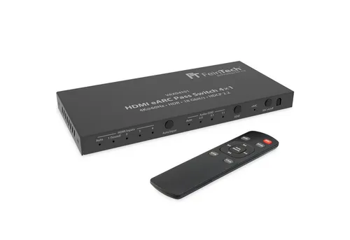 FeinTech VAX04101A HDMI eARC Pass Switch 4x1 - HDMI-Switch für 3 HDMI-Quellen, ideal für Soundbars und TVs, unterstützt 4K HDR und Dolby Atmos für ein unvergleichliches Audioerlebnis.