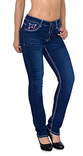 ESRA Damen Jeans Straight Leg J755 – Bequeme Jeans in großen Größen - Hochwertige Straight Leg Jeans aus Baumwolle mit idealem Stretch für optimalen Tragekomfort. 5-Pocket Style und erhältlich bis Größe 52.