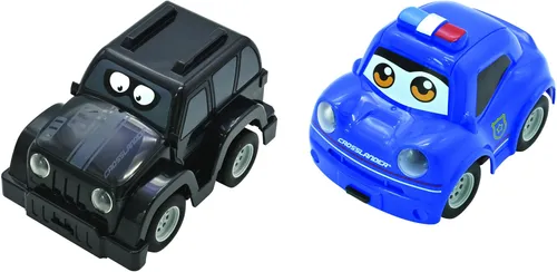 Lexibook Crosslander® Twin - Set von 2 RC-Autos (Polizei & Dieb) - Experimentieren & Forschen: Erlebe spannende Verfolgungsjagden mit bis zu 12 km/h, beeindruckenden Soundeffekten und LED-Lichtern für ein realistisches Rennerlebnis.