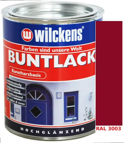 Produktbild Kunstharzbasis Lack Buntlack Schutzlack Farbe 375ml Hochglanz Rubinrot RAL3003
