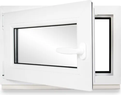 Kellerfenster Kunststoff Weiß Dreh-Kipp 100x95 cm DIN Links