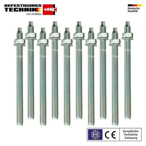 Ankerstangen M8 x160 Gewindestange 10 St. ETA Zulassung Mutter Verbundmörtel