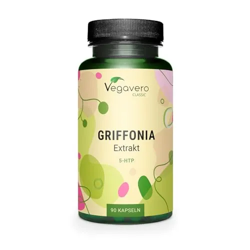 5-HTP 200 mg Kapseln | Griffonia Simplicifolia Samenextrakt | Aus Afrika | Vegan | Laborgeprüft | Ohne Zusatzstoffe | Deutsche Produktion von Vegavero