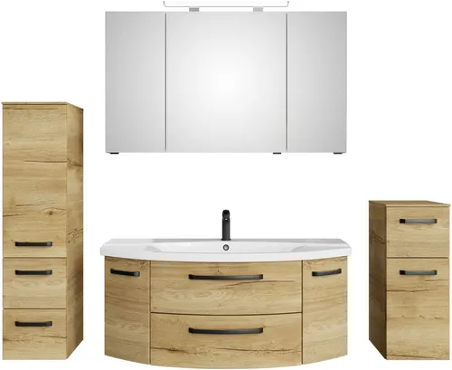 Saphir Badmöbel-Set Serie 4010 4-teilig Keramik-Waschtisch mit LED-Spiegelschrank, (Set), Badezimmer Set mit Unterschrank, Midischrank, inkl. Türdämpfer
