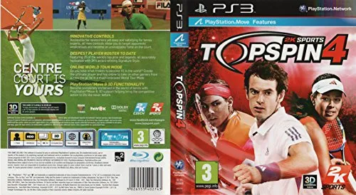 Top Spin 4 [Pegi] - Tennis-Simulation für PS3 - Games, realistische Tennis-Gameplay mit umfassender Charakteranpassung und verschiedenen Spielmodi.