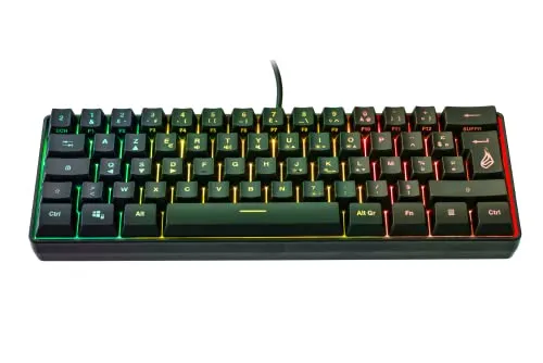 SureFire Kingpin X1 60% Gaming Tastatur - Kompakte RGB-Tastatur mit 25 Anti-Ghosting-Tasten, ideal für LAN-Partys und Multimedia-Steuerung