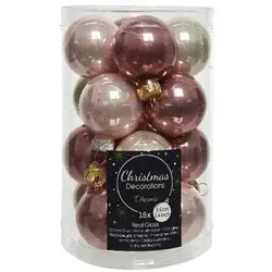 Weihnachtsbaumkugeln Glas Ø 3,5 cm 16 Stück pink dunkel