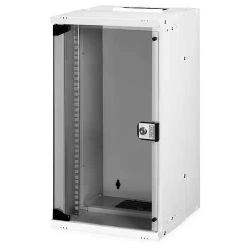 Digitus SOHO PRO Series Netzwerkschrank 12U - Wandmontierbarer Server Gehäuse in Hellgrau (RAL 7035) für platzsparende Installation und optimale Belüftung - ideal für kleine Büros.