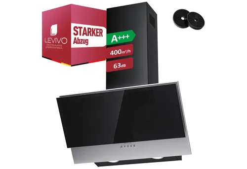 Levivo Kopffreihaube A+++ 400 m³/h Dunstabzugshaube 60cm Umluft & Abluft A+++ 400 m³/h Dunstabzugshaube 60cm Umluft & Abluft, Aktivkohlefiltern, Fettfiltern, LED-Beleuchtung
