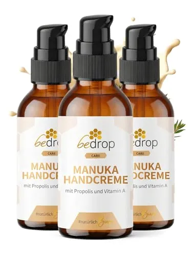 bedrop Manuka Repair Handcreme - Feuchtigkeitsspendende Handcreme mit Manuka Honig (3x 25ml Sparset) - Intensive Pflege für beanspruchte Hände mit 15 wertvollen Inhaltsstoffen wie Manuka Honig, Bienenwachs und Sheabutter. Ideal für trockene Hautstellen und zur Unterstützung der täglichen Pflege.
